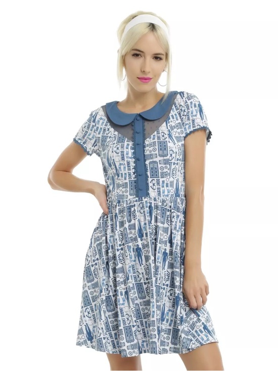 Hot Topic Dresses & Skirts - BBC Doctor Who X Hot topic Peter Pan collar babydoll print dress